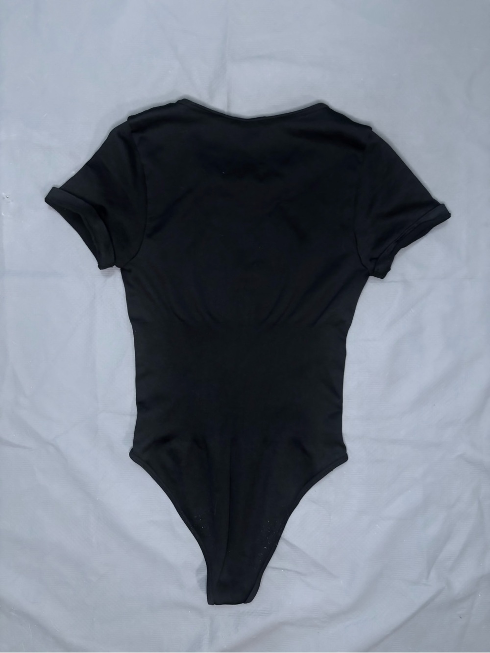 OQQ - Black Nylon Short-Sleeve Women’s Flattering Bodysuit - Large - Picture 3 of 3